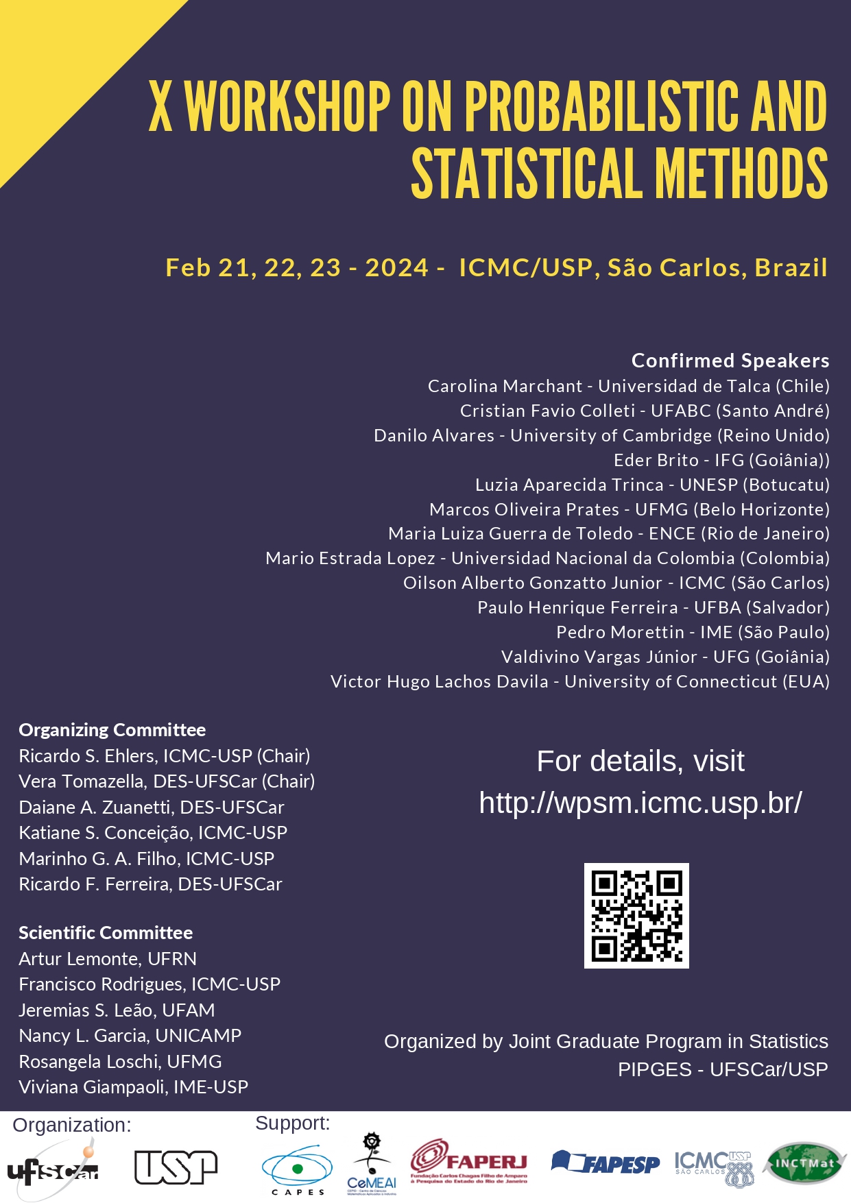 21 a 23/02/2024 - X Workshop on Probabilistic and Statistical Methods (X WPSM)